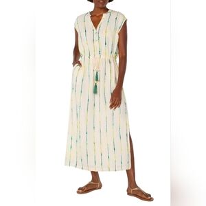 Liverpool Los Angeles Small Lined Midi Dress Adjustable Tie W/Pockets Cream